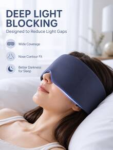 1pc Weighted Sleep Mask, Soft Breathable Pink Light Blocking Eye Cover With 72cm Adjustable Wrap, Dual-Sided Comfortable Blindfold For Night Sleep, Travel, Naps & Shift Work, Unisex Sleep Accessory For Men & Women - Gray-1pc - View 11