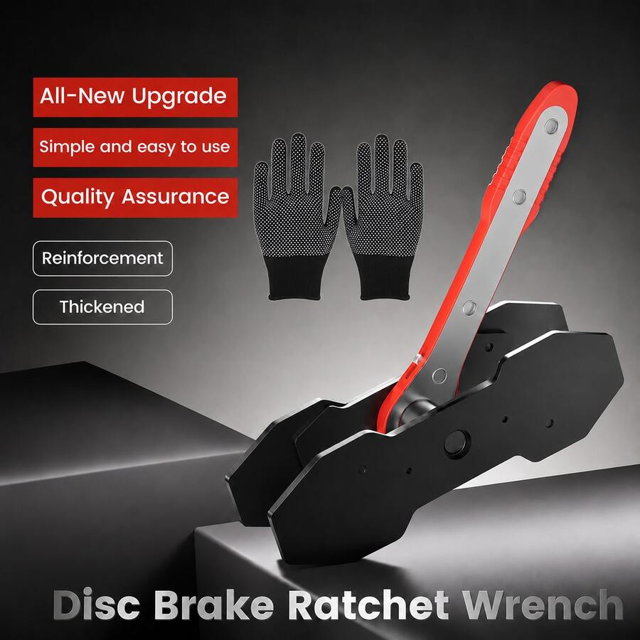 Brake Caliper Compression Tool With Work Gloves, 360° Ratcheting Caliper Piston Compressor, Brake Caliper Press Tool With Steel Plates And Hooks For Cars, SUVs And Light Trucks - A - View 1