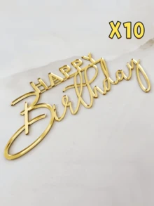 1件/3件/5件/10件「Happy Birthday」PMMA蛋糕插牌，現代字母圖案蛋糕頂部裝飾，適用於生日派對、屋簷與「Happy Birthday」字母蛋糕禮物塔，用於生日派對裝飾、蛋糕裝飾、蛋糕插牌、烘焙用品、廚房家具、烘焙裝飾、烘焙用品、蛋糕用品、節日禮物、節日禮物、裝飾 - 金色 - 查看 7