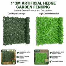 1*3m Artificial Hedge Fake Ivy Leaf Garden Fence Privacy Screening Roll Wall Panel - Dark Green - View 1
