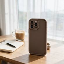 1件 [純 Android 機型] 棕色純色極簡簡約無圖案個性材質 Ins 溫柔風時尚歐美男款女款情侶美觀，啞光黑鏡框階梯設計全包防摔軟殼，[國際版非本地版] 適用於 Android/GALAXY/A/S/FE/PLUS/ULTRA/PRO/NOTE/POCO/X/Transsion/HOT/PLAY/SPARK/POP/SMART/RENO/Honor/E/G/手機殼 - 彩色 - 查看 7