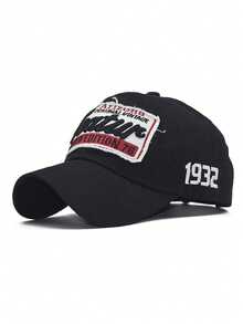Black Unisex Embroidered Letter Baseball Cap, Adjustable Size, Versatile Baseball Cap Suitable For Daily Fashion And Street Wear - Black - View 2