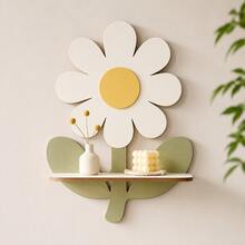 2D Flat, 1pc Bohemian Style Wall Shelf, Sunflower Floral Design, Suitable For Room, Living Room, Office, Flower Shop And B&B/Cafe Decoration - Plant/Toy Display Shelf - A - View 2