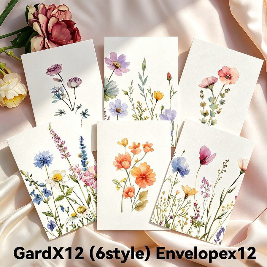 Greeting Cards And Envelopes 24 Pack Blank Greet Cards, Beautiful Blank Note Card, Perfect Stationary Set For All Occasions, 6 Assorted Floral Designs, 4" X 6" - Sets - View 1