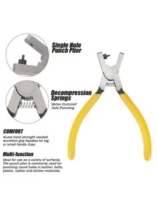 2mm Round Hole Leather Punch Tool Heavy Duty Steel Belt Hole Puncher With Yellow Anti-Slip Rubber Grip DIY Leather Working Hole Chisel For Watch Strap Size Adjustment & Hole Repair For Crafters Professionals - Yellow - View 8