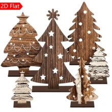 6pcs Wooden Tree & Sign Rustic Farmhouse Christmas Decor Set - 6pcs Wooden Tree & Sign Set, Vintage Tabletop Centerpiece, Home Office Western Style Christmas Decoration, Figurine Hanging Ornament, Christmas Tree, 12pcs Set 6pcs Tree Signs And 6pcs Bases - View 9