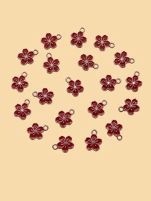 20pcs Fashion 3D Zinc Alloy Random Color Oil-Drip Fresh Cherry Blossom Pendant Small Flower Necklace Bracelet Earring Charm DIY Jewelry Accessories - Cherry Blossoms - View 18