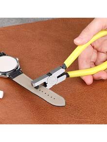 2mm Round Hole Leather Punch Tool Heavy Duty Steel Belt Hole Puncher With Yellow Anti-Slip Rubber Grip DIY Leather Working Hole Chisel For Watch Strap Size Adjustment & Hole Repair For Crafters Professionals - Yellow - View 2