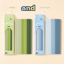 12pcs Macaron Solid Color Round HB Wooden Pencils, Macaron Color Series Minimalist Wooden Writing Pencil Set, Smooth Sketching Drawing Stationery, Student Back To School Exam Supplies - A - View 13