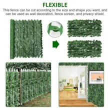 1*3m Artificial Hedge Fake Ivy Leaf Garden Fence Privacy Screening Roll Wall Panel - Dark Green - View 8