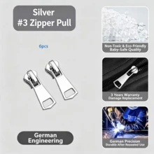 EDCUEBE7 6pcs Zipper Pulls (Size 3, 5, 8) Zinc Alloy Ready-To-Use Universal Sewing Zipper Repair Kit With Buckle And Hook, Durable Metal Zipper Replacement Set For Jackets, Bags And Clothing - Multi-color (6-pack) - View 12