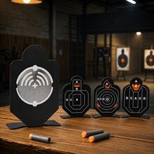 Auto-Reset Flip Metal Shooting Target, Sound-Activated Desktop Training Steel Target, Shooting Toy Combat Practice Accessory - Multicolor - View 1