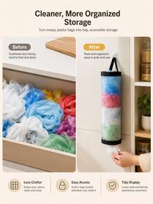 1pc Plastic Bag Storage Rack, Suitable For Kitchen, Behind Door Storage, Kitchen Organization, Kitchen Essentials, Kitchen Accessories, Bathroom Accessories, Home Kitchen Tools, Kitchen Decor - View 8
