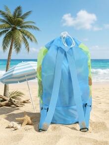 Adjustable Nylon Beach Toy Bag, Drawstring Closure, Lightweight Mesh Storage Bag, Suitable For Toys, Clothing, Etc., Ideal For Teen Beach Travel, 5 Colors Available, Teen Beach Shell Storage Bag - Multicolor - View 2