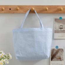 1pc Customized Name Striped Bubble Tote Bag, Personalized Summer Vacation Handbag, Pink & Blue Color Scheme Summer Beach Bag, Unique Gift For Girls, Mini Travel Handbag - Multicolor - View 11
