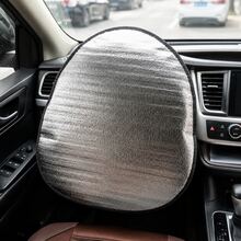 Silver Reflective Heat-Insulating Sun Shade Cover For Car Steering Wheel, Anti-Burn And Anti-UV Protection For Summer, Foldable And Portable Storage, Black Fine Edging, Suitable For Most Sedans And SUVs For Daily Parking Use - Steering Wheel Sun Visor - View 8