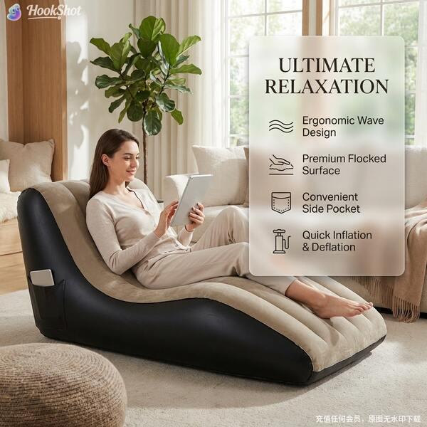 Inflatable Deck Chair, Inflatable Lounge Chair, Beach Inflatable Sofa Chair, Slouchy Sofa, Suitable For Indoor Living Room, Bedroom, Outdoor Travel, Camping, Picnic