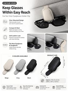 1pc Universal Car Sun Visor Glasses Holder, PVC Material, Car Glasses Storage Rack, Interior Accessory, Glasses Storage Holder - Multicolor - View 1