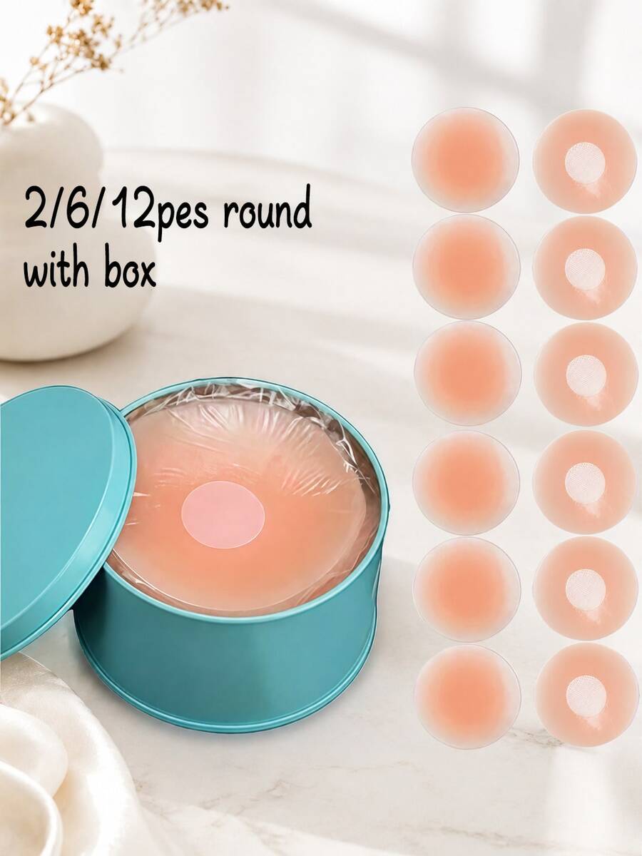 2/6/12 Female-Specific Nipple Covers, Reusable Nipple Covers. These Are Silicone-Material, Invisible And Reusable Nipple Covers, Also Equipped With A Portable Case. - Multicolor - View 1