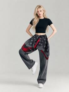 Jazz Street Dance Brand Red & Black Punk Plaid Hem Butt Cover, Waist Wrap For Dancing - Multicolor - View 5