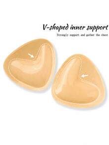 1 Pair Double-Sided Adhesive Triangle Breast Pads, Reusable Push-Up Pads, Suitable For Strapless Bras, Bikinis, Swimsuits, Sports Bras, Invisible Support - Multicolor - View 6