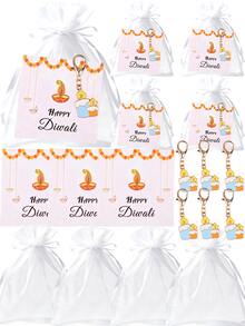 30/15/3pcs Diwali Gift Set, Including Candle Keychain, Hug Card "Happy Diwali", Festive Commemorative Gift, Suitable For Family Gatherings And Party Decorations, Commemorative Gifts, And Themed Party Thank-You Gifts. - Multicolor - View 2