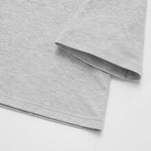 Women's Cotton T-Shirt, "Travel Is My Relax" Letter,Airplane & Heart Print,Loose Round Neck Short Sleeve Tee,Breathable For Summer Daily Wear - 淺灰色 - 查看 3