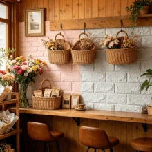 Wall Mounted Hanging Basket Imitation Rattan Fruit Vegetable Organizer Kitchen Storage Holder Home Decor Rack Container Sundries Shelf - MULTI - View 8