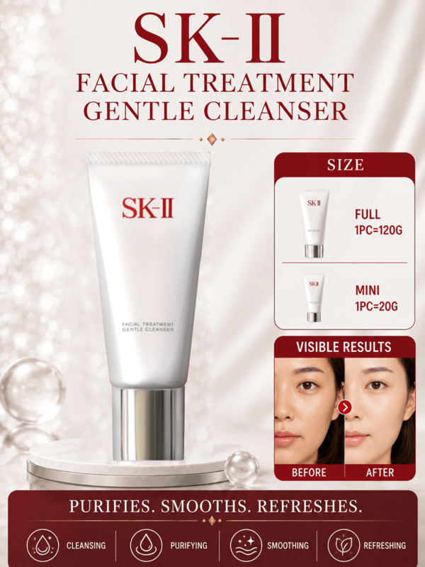 Limpiador SK-II, Tamaño Completo 120g/Muestra 20g, Aceite con Aroma de Rosas, Nutrición Profunda, Refrescante e Hidratante para la Piel, Limpieza Suave Diaria