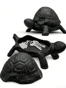 1pc Cast Iron Turtle Hidden Key Box, Weatherproof Rust-Proof Outdoor Spare Key Box, Garden Turtle Invisible Key Storage Box, Compact Secret Storage, Suitable For Yard, Patio, Flower Pot, Pool, Vase, Home, Office Decoration - Multicolor - View 2
