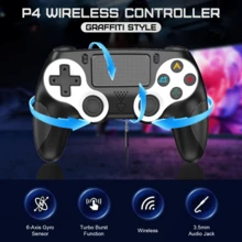 Wireless Controller For P4/Pro/Slim/PC, 600mAh Battery 2H Charge For 7-9H Playtime, Adaptive Triggers, Touchpad, Anti-Slip Grip, USB Charging, ABS, Black, Great Gift For Gaming Squad & Birthday Boy - View 5