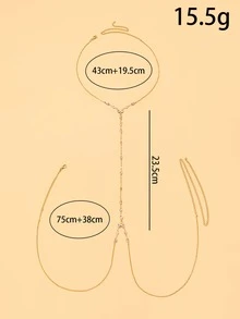 1件裝水鑽身體鏈，性感深V長款水滴水晶胸鏈，比基尼度假海灘飾品，露腰裝飾鏈，適合辣妹 - STL3850 - 查看 3