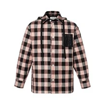 LOEWE Quilted Check Hooded Shirt Multicoloured - Multicolor - View 1