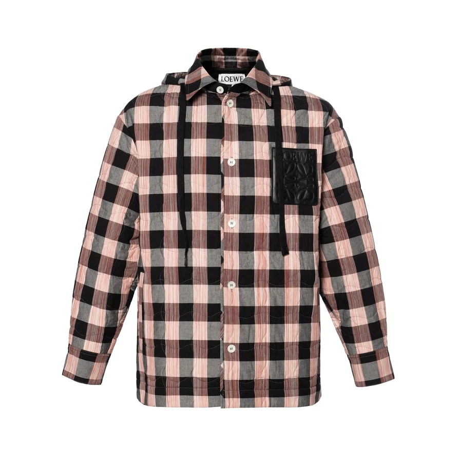 LOEWE Quilted Check Hooded Shirt Multicoloured - Multicolor - View 1