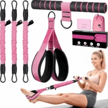 Multifunctional Foot Pedal Resistance Band Set With Handles And Leg Training Straps, Sit-Up Assist Device, Home Yoga Fitness Stretching Rope For Waist, Abdomen, Legs And Arms Shaping - A - View 1
