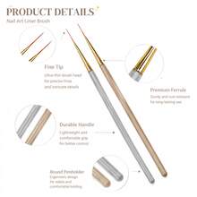 LIMEGIRL 5pcs Ice Transparent Series Fine Line Nail Art Brush Set, Professional Detail Painting & Liner Brushes, Suitable For UV Gel Nail Polish, Grey Handle, For Nail Salon And Home Use - Light Grey - View 3