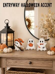 3 Peças Decoração de Mesa de Fantasma de Desenho Animado de Halloween, Decoração de Fantasma Feliz de Halloween para Bandeja em Camadas, Decoração Assustadora e Fofa, Decoração Interna, Adequada para Cozinha, Banheiro, Casa, Suporte de Mesa, Exibição de Mesa, Halloween Vintage, Decoração de Mesa Minimalista (Múltiplos Estilos) - versão vassoura - Visão 5