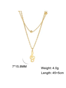 LIKGREAT 1pc Women's Fashion Stainless Steel Double Layer Y-Shaped Musical Note Necklace, Minimalist Music Symbol Pendant, Adjustable Collarbone Chain, Niche INS Style Versatile Accessory - Music Series - View 19