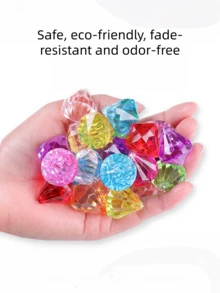 50pcs Transparent Shiny Acrylic Gems And Pirate Treasure Chest, Suitable For Holiday Treasure Hunt Activities, Can Be Hidden In Grass, Beach Or Pool, Perfect For Pool Party And Birthday Gift, Applicable To Various Scenes, Enhancing Joyful Atmosphere - A - View 5