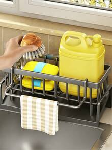 1pc Multifunctional Sink Drain Rack, Dish Sponge Holder, Kitchen Utensil Drain Rack, Sink Dishwasher Storage Rack, Upgraded Material. Kitchen Storage Rack, Sink Towel And Mat, Sink Storage Rack. - Multicolor - View 2