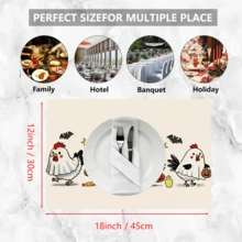 1 Stück/4 Stücke/6 Stücke, Heimdekoration, Leinen-Tischsets mit Geistermuster-Muster, geeignet für den Esstisch, ganzjährige Dekoration, moderner Stil waschbare Tischsets, Raumdekoration, Tischsets, Untersetzer, Küchen-Esstisch-Tischsets, Innen-/Außen-Partydekoration, Heimdekoration, ideales Geschenk - Verschiedenfarbig - Übersicht 10