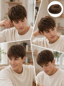 6 Inch Men's Hair Patch, 5x7 Mesh PU Wig Piece, Invisible Edge, Breathable Base, Durable And Secure Fixation, Soft And Easy To Style, Suitable For Hair Loss, Lightweight And Natural, Applicable For Casual, Formal And Outdoor Occasions - S4 - View 2