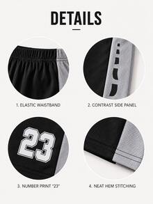 4pcs/Set Pantalones cortos deportivos de malla para niños & jóvenes, 4 colores aleatorios de 7, adecuados para entrenamiento diario y baloncesto - Multicolor - Ver 4