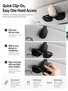1pc Universal Car Sun Visor Glasses Holder, PVC Material, Car Glasses Storage Rack, Interior Accessory, Glasses Storage Holder - Multicolor - View 2