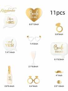 Wedding Party Photo Booth Props Kit, Bride To Be Photo Booth For Wedding Bridal Shower Party Favor Supplies Pose Sign Dress Up Fun Accessories - View 5