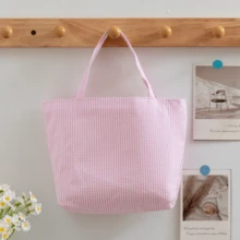 1pc Customized Name Striped Bubble Tote Bag, Personalized Summer Vacation Handbag, Pink & Blue Color Scheme Summer Beach Bag, Unique Gift For Girls, Mini Travel Handbag - Multicolor - View 12
