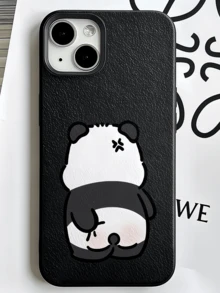 1pc Black Angry Cartoon Panda Minimalist Personalized TPU Anti-Drop Full Coverage Phone Case Compatible With Apple 17 16 15 14 13 12 11 Pro Max Air - Multicolor - View 3