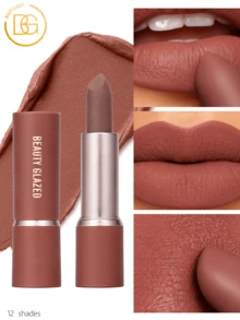 beauty glazed Set de Lápiz Labial Mate, Color Nude, Hidratante, de Larga Duración, Caja de Regalo Cosmético Resistente al Agua - #108 - Ver 1