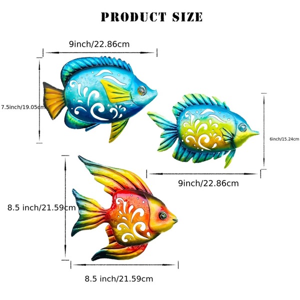 1pc Coastal Wall Decor, Ocean Acrylic Fish Wall Art, Indoor/Outdoor Hanging Wall Sculpture, Beach Nautical Tropical Fish Wall Decor For Pool, Bathroom, Bedroom, Patio