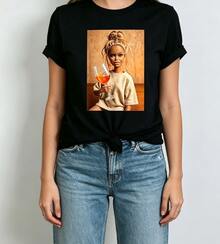 Women's Vintage Spring-Summer Collection Round Neck Funny Print Versatile T-Shirt, Suitable For Shopping Trips, Dates And Summer Holidays. - style 2 - 查看 11